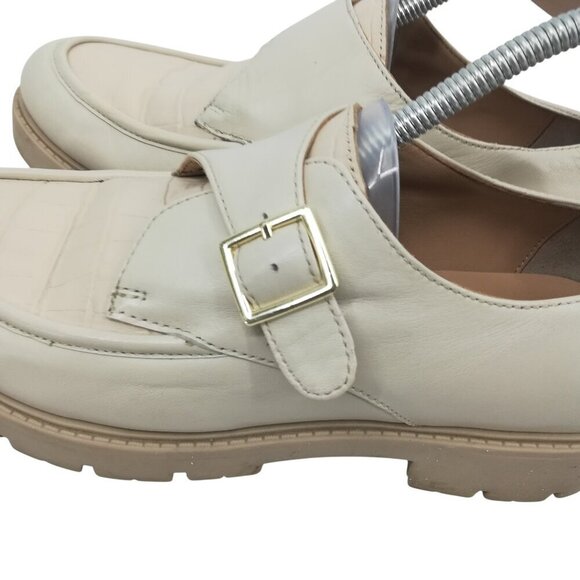 Seychelles Catch Me Monk Strap Loafers Size 10 Leather Ivory Platform Reptile - Picture 3 of 11